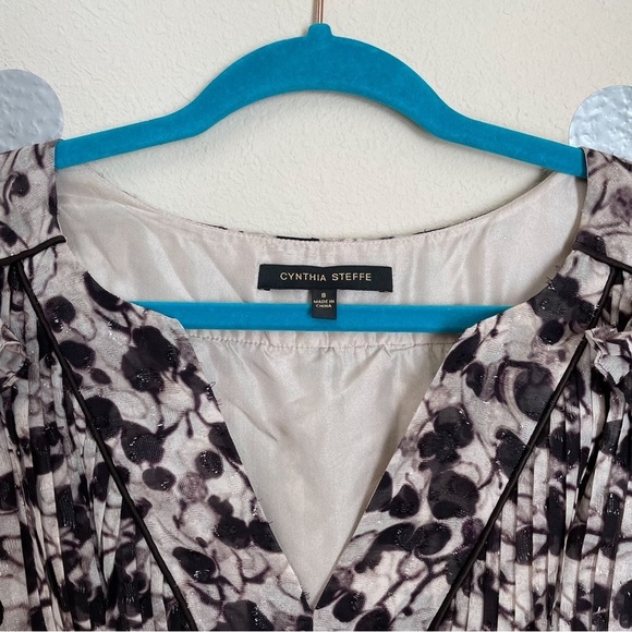 Cynthia Steffe Silk Cap-Sleeve Midi Dress with Metallic Threads - Picture 9 of 10